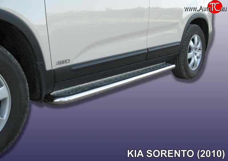 18 949 р. Широкая защита порогов из трубы диаметром 57 мм Slitkoff KIA Sorento XM дорестайлинг (2009-2012) (Нержавейка, Полированная)  с доставкой в г. Пермь