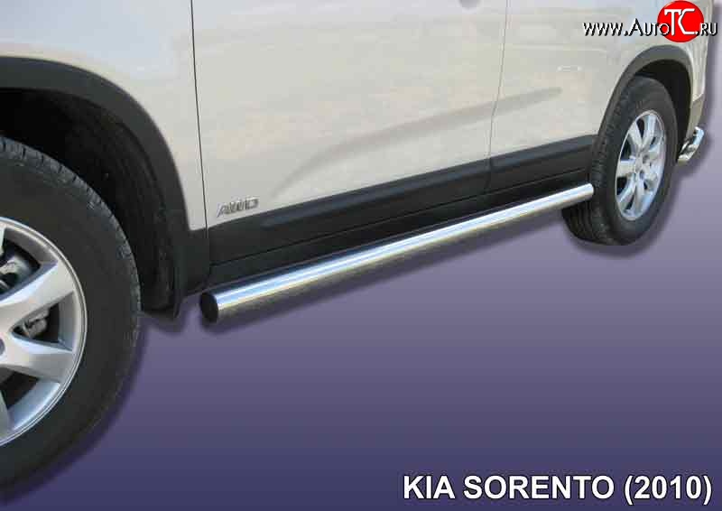 16 999 р. Защита порогов из круглой трубы диаметром 76 мм Slitkoff  KIA Sorento  XM (2009-2012) дорестайлинг (Нержавейка, Полированная)  с доставкой в г. Пермь