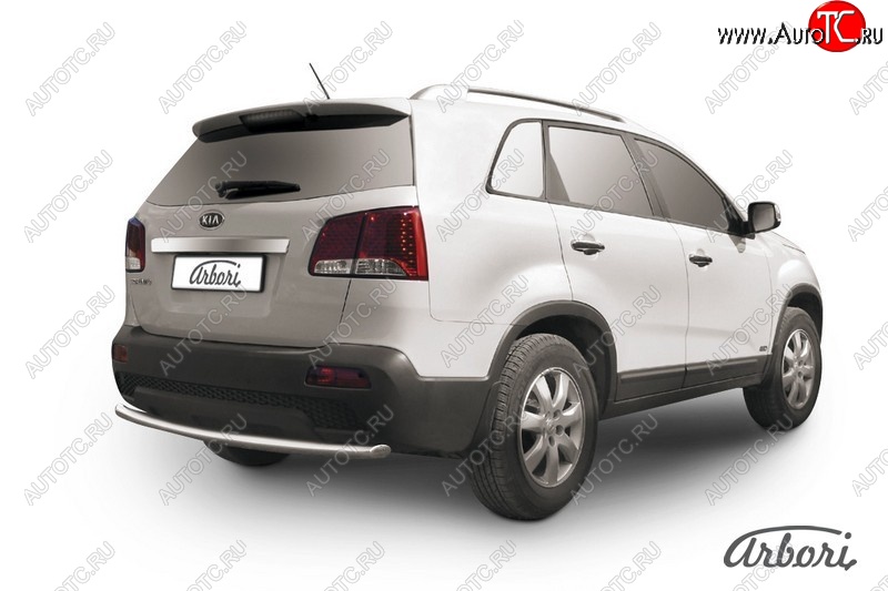 10 349 р. Защита заднего бампера Arbori (радиусная, нержавейка, 1 труба d57 mm). KIA Sorento XM дорестайлинг (2009-2012)  с доставкой в г. Пермь