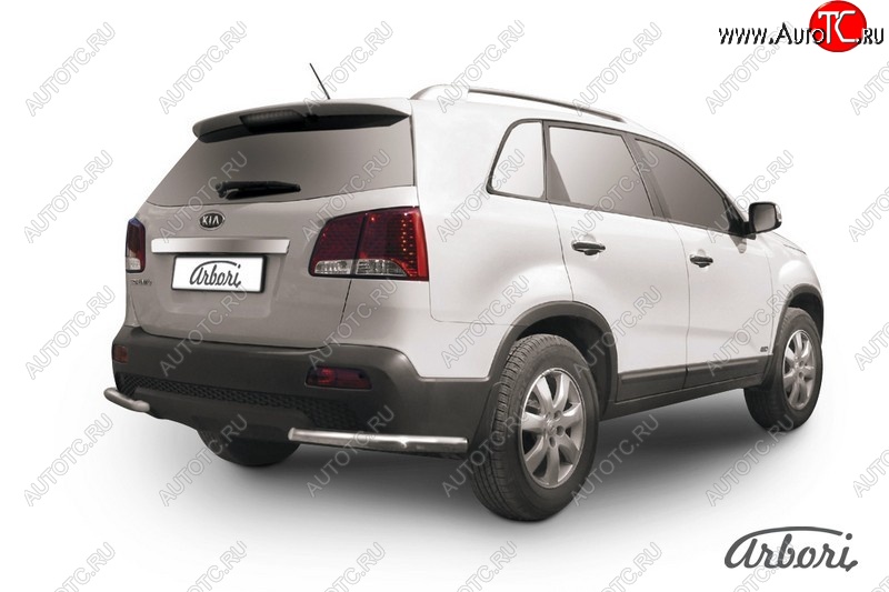 8 189 р. Защита заднего бампера Arbori (уголки, нержавейка, 1 труба d57 mm). KIA Sorento XM дорестайлинг (2009-2012)  с доставкой в г. Пермь