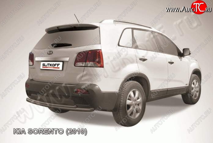 8 949 р. Защита заднего бампера из труб d57+d42 Slitkoff (двойная)  KIA Sorento  XM (2009-2012) дорестайлинг (Цвет: серебристый)  с доставкой в г. Пермь