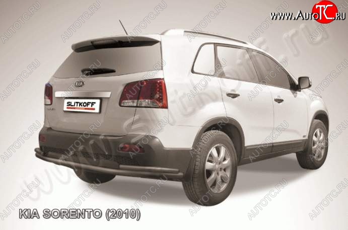 11 649 р. Защита заднего бампера из труб d57+d42 Slitkoff (с уголками)  KIA Sorento  XM (2009-2012) дорестайлинг (Цвет: серебристый)  с доставкой в г. Пермь