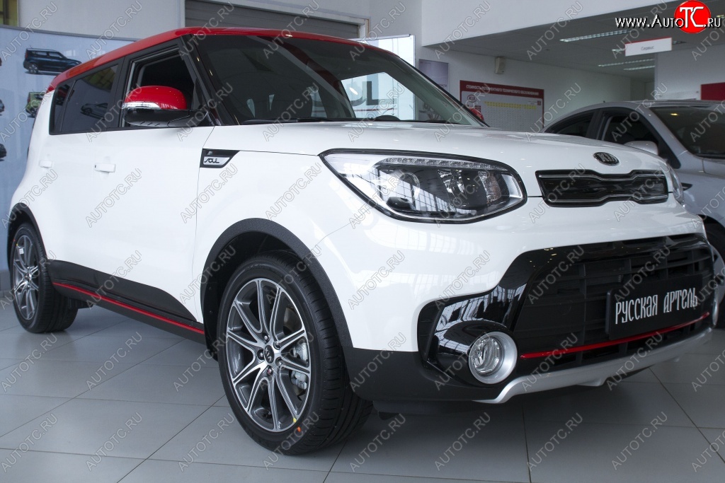 5 359 р. Накладки на колёсные арки RA (комплект 4 шт.) KIA Soul PS рестайлинг (2017-2019) (Поверхность шагрень)  с доставкой в г. Пермь