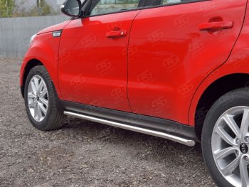 Защита порогов из круглой трубы диаметром 42 мм SLITKOFF v1 KIA Soul  PS (2014-2016) дорестайлинг