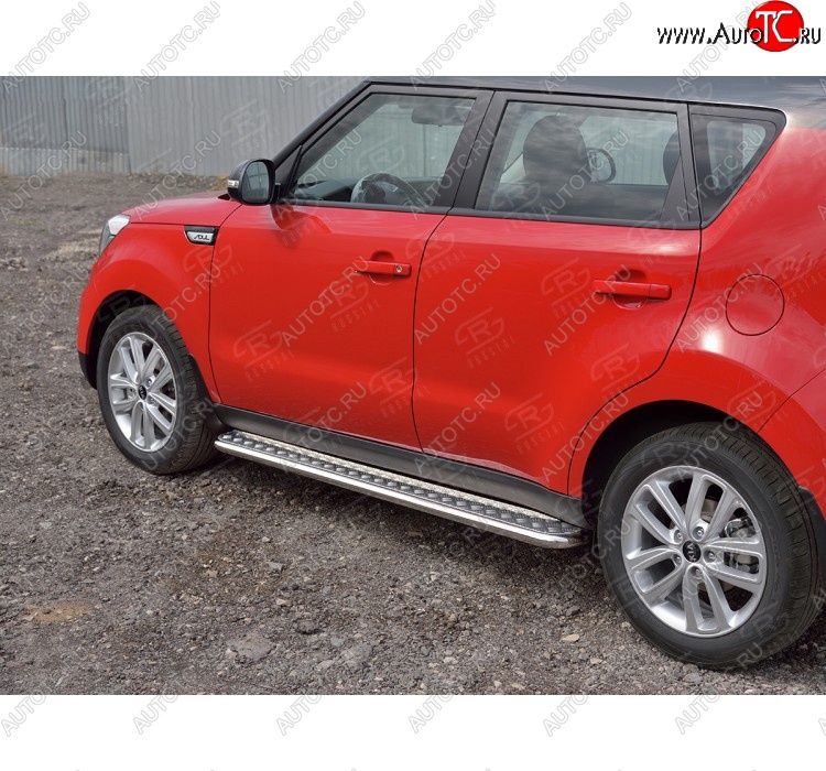 24 649 р. Широкая защита порогов с трубой диаметром 42 мм SLITKOFF v1 KIA Soul PS дорестайлинг (2014-2016)  с доставкой в г. Пермь