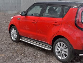 35 549 р. Широкая защита порогов с трубой диаметром 42 мм SLITKOFF v3  KIA Soul  PS (2014-2016) дорестайлинг  с доставкой в г. Пермь. Увеличить фотографию 3