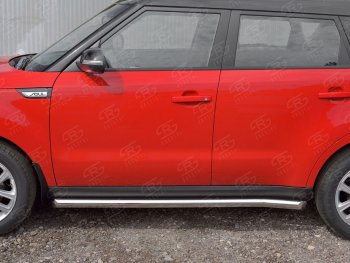 Защита порогов из круглой трубы диаметром 63 мм SLITKOFF v1 KIA Soul  PS (2014-2016) дорестайлинг