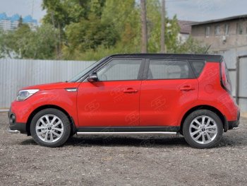 18 799 р. Защита порогов из круглой трубы диаметром 63 мм SLITKOFF v2  KIA Soul  PS (2014-2016) дорестайлинг  с доставкой в г. Пермь. Увеличить фотографию 2