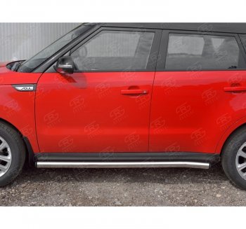 Защита порогов из круглой трубы диаметром 63 мм SLITKOFF v2 KIA Soul  PS (2014-2016) дорестайлинг