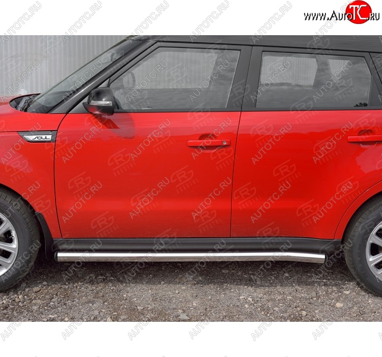 18 799 р. Защита порогов из круглой трубы диаметром 63 мм SLITKOFF v2  KIA Soul  PS (2014-2016) дорестайлинг  с доставкой в г. Пермь