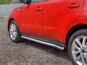19 999 р. Защита порогов из круглой трубы диаметром 63 мм SLITKOFF v3  KIA Soul  PS (2014-2016) дорестайлинг  с доставкой в г. Пермь. Увеличить фотографию 2