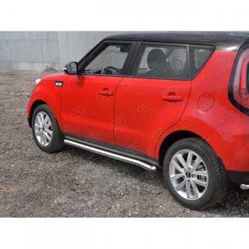 Защита порогов из круглой трубы диаметром 63 мм SLITKOFF v3 KIA Soul  PS (2014-2016) дорестайлинг