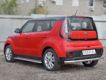 15 249 р. Одинарная защита заднего бампера из трубы диаметром 63 мм SLITKOFF KIA Soul PS дорестайлинг (2014-2016)  с доставкой в г. Пермь. Увеличить фотографию 2