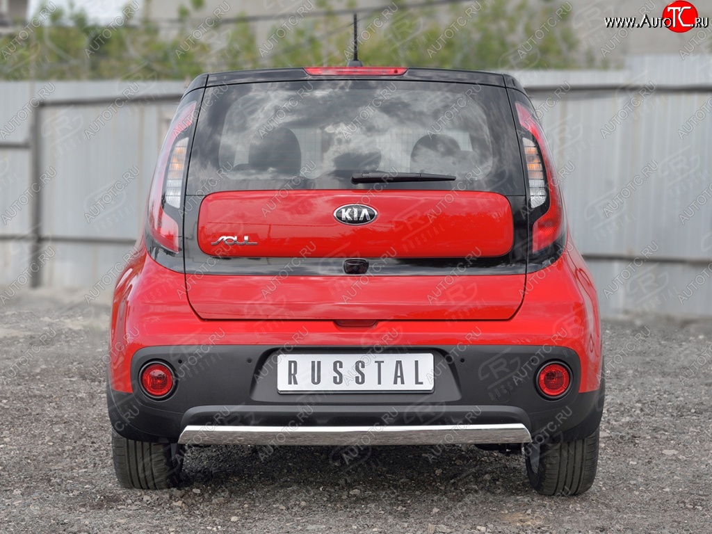 12 999 р. Защита заднего бампера (Ø75x42 мм, нержавейка) Russtal KIA Soul PS дорестайлинг (2014-2016)  с доставкой в г. Пермь