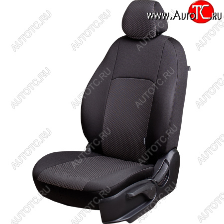 4 389 р. Чехлы сидений Lord Autofashion Дублин (жаккард, 60/40, раздельная задняя спинка, 3Г-образ. подголовника) KIA Soul PS дорестайлинг (2014-2016) (Чёрный, стежок серый)  с доставкой в г. Пермь