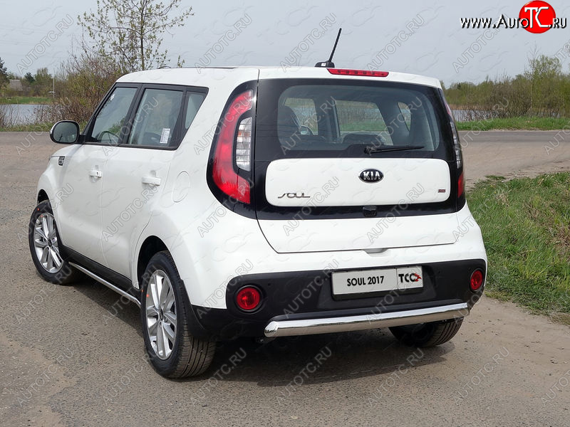 14 349 р. Защита заднего бампера (овальная) ТСС (нержавейка d75х42 мм)  KIA Soul  PS (2017-2019) рестайлинг  с доставкой в г. Пермь