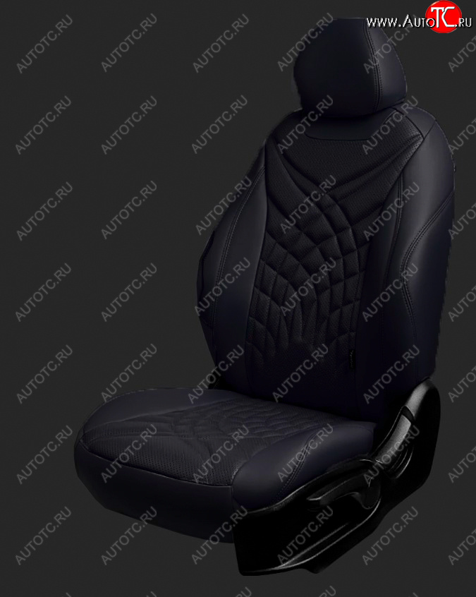 17 399 р. Чехлы для сидений Lord Autofashion Байрон ЖУК (экокожа, спинка 60/40, 3 Г-образных подголовника) KIA Soul SK3 (2018-2022) (Черный, вставка черная, строчка черная)  с доставкой в г. Пермь