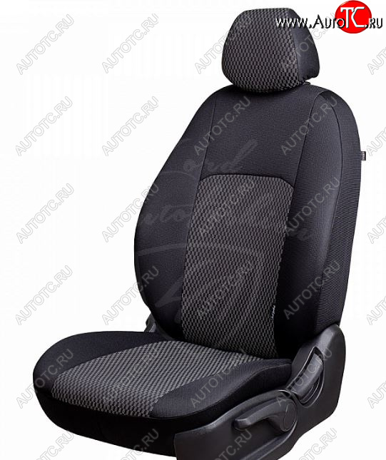 4 389 р. Чехлы для сидений Lord Autofashion Дублин (жаккард) KIA Soul AM дорестайлинг (2008-2011) (Черный, вставка Прямоугольник черный)  с доставкой в г. Пермь