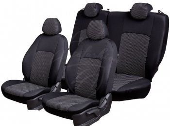 4 389 р. Чехлы для сидений Lord Autofashion Дублин (жаккард) KIA Soul AM дорестайлинг (2008-2011) (Черный, вставка Прямоугольник черный)  с доставкой в г. Пермь. Увеличить фотографию 2