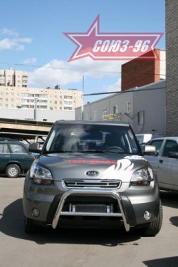 10 169 р. Защита переднего бампера Souz-96 (d60)  KIA Soul  AM (2008-2011) дорестайлинг  с доставкой в г. Пермь. Увеличить фотографию 2
