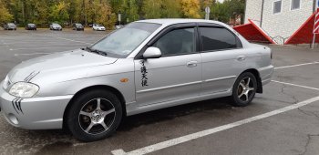 4 099 р. Пластиковые накладки на пороги SVS  KIA Spectra (2000-2009) (Неокрашенные)  с доставкой в г. Пермь. Увеличить фотографию 2
