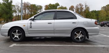 4 099 р. Пластиковые накладки на пороги SVS  KIA Spectra (2000-2009) (Неокрашенные)  с доставкой в г. Пермь. Увеличить фотографию 4