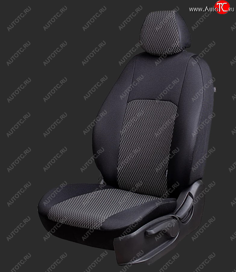 6 649 р. Чехлы для сидений Lord Autofashion Дублин (жаккард, спинка 60/40, 3 П-образных подголовника) KIA Spectra (2000-2009) (Черный, вставка Прямоугольник черный)  с доставкой в г. Пермь