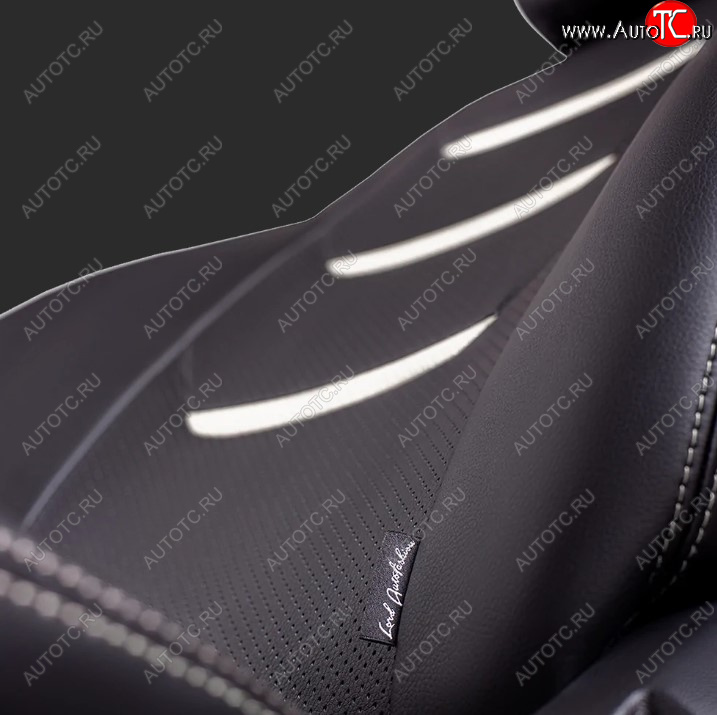 23 999 р. Чехлы для сидений Lord Autofashion Турин 2 (экокожа, спинка 60/40, 3 П-образных подголовника)  KIA Spectra (2000-2009) (Черный, вставка черная/белая, строчка белая)  с доставкой в г. Пермь