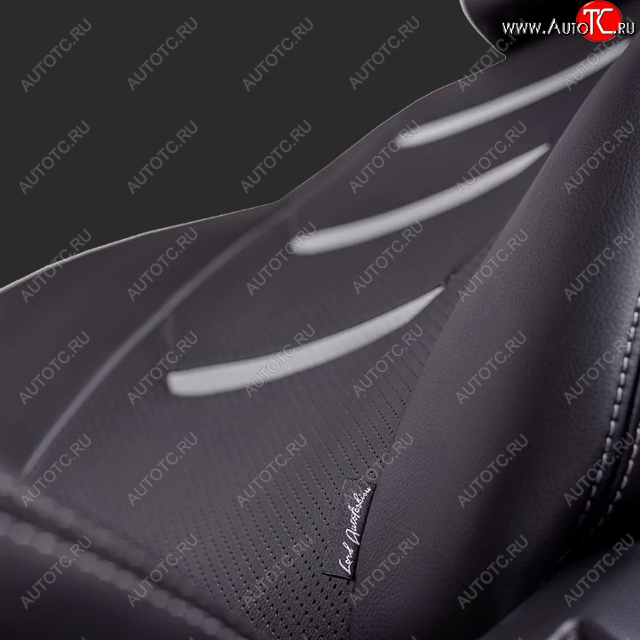 11 899 р. Чехлы для сидений Lord Autofashion Турин 2 (экокожа, спинка 60/40, 3 П-образных подголовника)  KIA Spectra (2000-2009) (Черный, вставка черная/серая, строчка серая)  с доставкой в г. Пермь