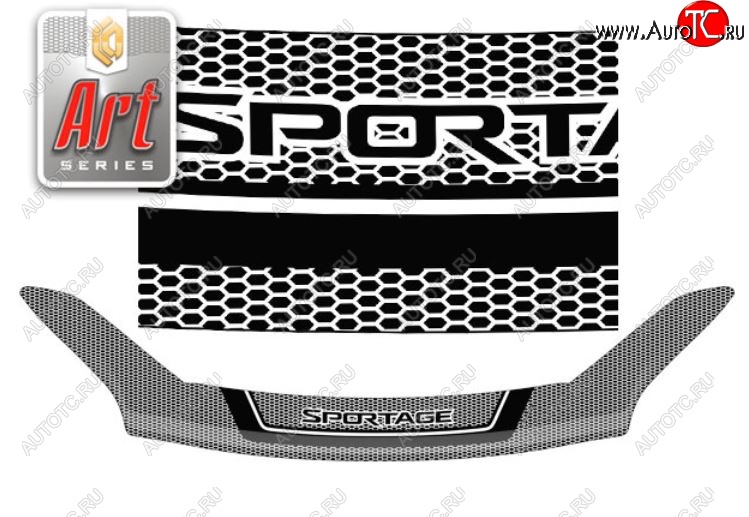 2 299 р. Дефлектор капота CA-Plastiс  KIA Sportage  4 QL (2016-2022) дорестайлинг, рестайлинг (Серия Art белая)  с доставкой в г. Пермь