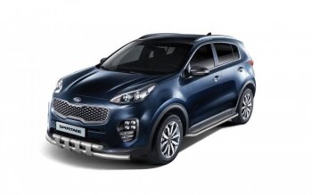 Порожки для ног из трубы Ø51 с алюминиевой площадкой Petroil Tuning KIA Sportage  4 QL (2016-2022) дорестайлинг, рестайлинг (Нержавеющая полированная сталь)