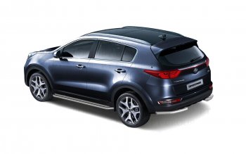 27 449 р. Порожки для ног из трубы Ø51 с алюминиевой площадкой Petroil Tuning  KIA Sportage  4 QL (2016-2022) дорестайлинг, рестайлинг (Нержавеющая полированная сталь)  с доставкой в г. Пермь. Увеличить фотографию 2