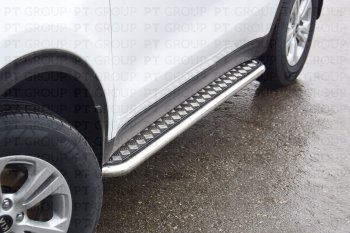 27 449 р. Порожки для ног из трубы Ø51 с алюминиевой площадкой Petroil Tuning  KIA Sportage  4 QL (2016-2022) дорестайлинг, рестайлинг (Нержавеющая полированная сталь)  с доставкой в г. Пермь. Увеличить фотографию 4