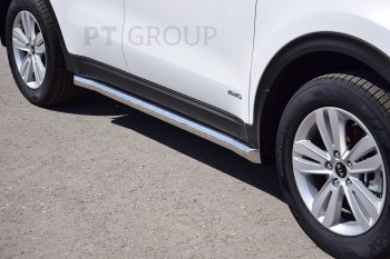 Защита порогов вогнутая из трубы Ø63 Petroil Tuning KIA Sportage  4 QL (2016-2022) дорестайлинг, рестайлинг (Нержавеющая полированная сталь)
