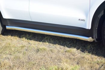 25 749 р. Защита порогов вогнутая из трубы Ø63 Petroil Tuning  KIA Sportage  4 QL (2016-2022) дорестайлинг, рестайлинг (Нержавеющая полированная сталь)  с доставкой в г. Пермь. Увеличить фотографию 2