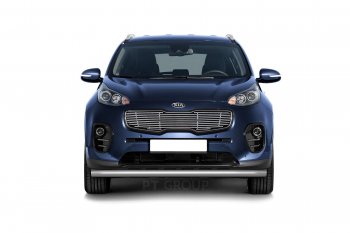 6 389 р. Накладка на решетку радиатора Petroil Tuning  KIA Sportage  4 QL (2016-2022) дорестайлинг, рестайлинг (Нержавеющая полированная сталь)  с доставкой в г. Пермь. Увеличить фотографию 2