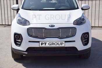6 389 р. Накладка на решетку радиатора Petroil Tuning  KIA Sportage  4 QL (2016-2022) дорестайлинг, рестайлинг (Нержавеющая полированная сталь)  с доставкой в г. Пермь. Увеличить фотографию 4