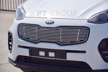 6 389 р. Накладка на решетку радиатора Petroil Tuning  KIA Sportage  4 QL (2016-2022) дорестайлинг, рестайлинг (Нержавеющая полированная сталь)  с доставкой в г. Пермь. Увеличить фотографию 5