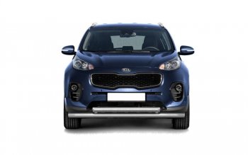 Защита переднего бампера двойная из труб d63/63 мм Petroil Tuning KIA Sportage  4 QL (2016-2018) дорестайлинг (Нержавеющая полированная сталь)