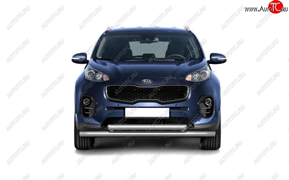 18 749 р. Защита переднего бампера двойная из труб d63/63 мм Petroil Tuning  KIA Sportage  4 QL (2016-2018) дорестайлинг (Нержавеющая полированная сталь)  с доставкой в г. Пермь