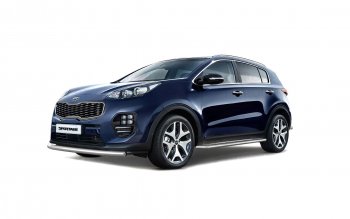 15 149 р. Защита переднего бампера одинарная из трубы d63 мм Petroil Tuning  KIA Sportage  4 QL (2016-2022) дорестайлинг, рестайлинг (Нержавеющая полированная сталь)  с доставкой в г. Пермь. Увеличить фотографию 2