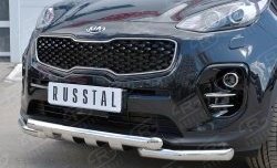 24 999 р. Защита переднего бампера (2 трубы Ø63 мм с зубами, нержавейка) SLITKOFF  KIA Sportage  4 QL (2016-2018) дорестайлинг  с доставкой в г. Пермь. Увеличить фотографию 3