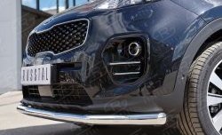 14 499 р. Защита переднего бампера (Ø63 мм, нержавейка) SLITKOFF  KIA Sportage  4 QL (2016-2018) дорестайлинг  с доставкой в г. Пермь. Увеличить фотографию 4