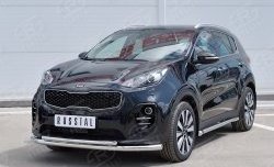 16 999 р. Защита переднего бампера (2 трубыØ63 и 42 мм, нержавейка) SLITKOFF  KIA Sportage  4 QL (2016-2018) дорестайлинг  с доставкой в г. Пермь. Увеличить фотографию 2