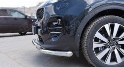 16 999 р. Защита переднего бампера (2 трубыØ63 и 42 мм, нержавейка) SLITKOFF  KIA Sportage  4 QL (2016-2018) дорестайлинг  с доставкой в г. Пермь. Увеличить фотографию 3