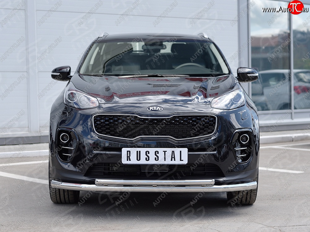 16 999 р. Защита переднего бампера (2 трубыØ63 и 42 мм, нержавейка) SLITKOFF  KIA Sportage  4 QL (2016-2018) дорестайлинг  с доставкой в г. Пермь