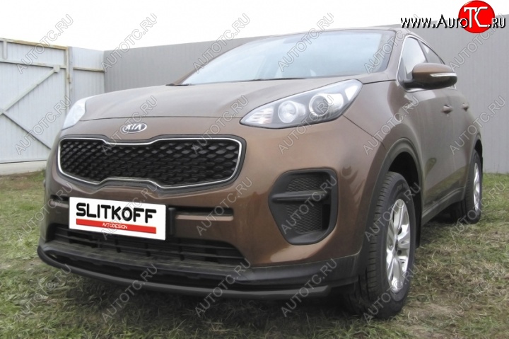 8 349 р. Защита переднего бампера из трубы d42 Slitkoff  KIA Sportage  4 QL (2016-2018) дорестайлинг (Цвет: серебристый)  с доставкой в г. Пермь