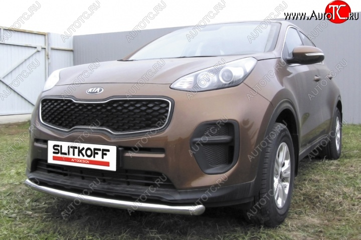 14 449 р. Одинарная защита переднего бампера диаметром 57 мм Slitkoff  KIA Sportage  4 QL (2016-2018) дорестайлинг (Нержавейка, Полированная)  с доставкой в г. Пермь