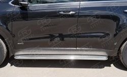 35 549 р. Порожки для ног (Ø42) SLITKOFF  KIA Sportage  4 QL (2016-2018) дорестайлинг (лист - нержавейка, профиль - нержавейка)  с доставкой в г. Пермь. Увеличить фотографию 2