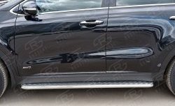 24 649 р. Порожки для ног (Ø42) SLITKOFF  KIA Sportage  4 QL (2016-2018) дорестайлинг (лист - алюминий, профиль - нержавейка)  с доставкой в г. Пермь. Увеличить фотографию 2